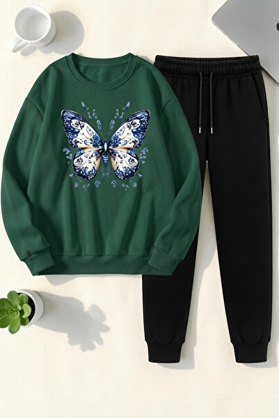 uyguntarz Unisex Patterned Butterfly Design Printed Crew Neck Sweatshirt - 2-...