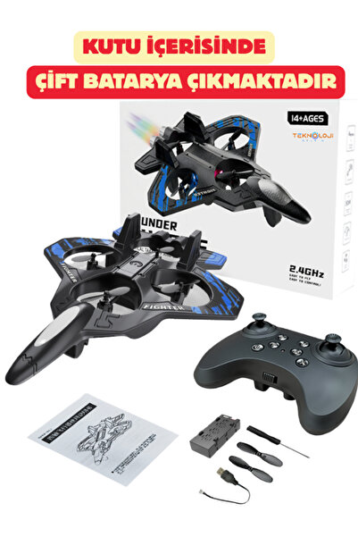 Teknoloji Gelsin Mini Drone Savaş Uçağı Çocuk Drone | 360° Uçuş, Tek Tuş Kalkış, Uzaktan Kumandalı, Çift Bataryalı