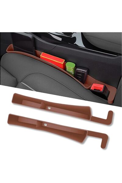 GENERAL 2 PCS Car Seat Gap Filler Organizer, Brown Multifunctional Cars Gap F...