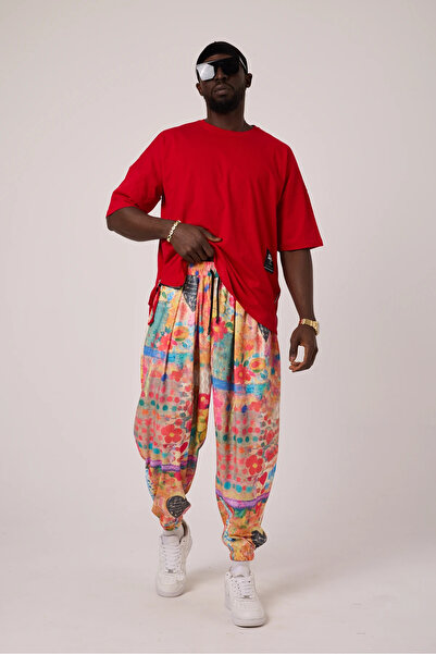 Superbluemexico Men's Street Style Printed Bürümcük Sports Shalwar Trousers