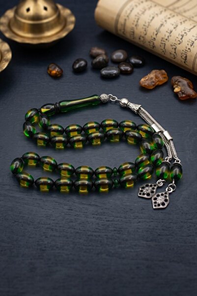 Prestige Surmeli Crimped Amber Stone Barley Cut 33-Piece Prayer Beads with Me...