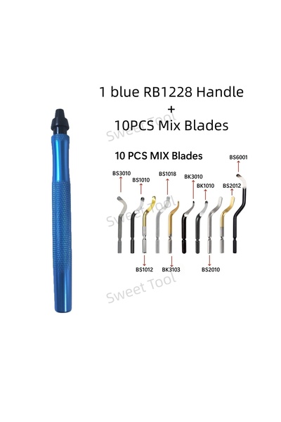 Choice Blue X 10PCS MIX Deburring Tool Kit RB1228 with 10 MIX Blades Burr Rem...