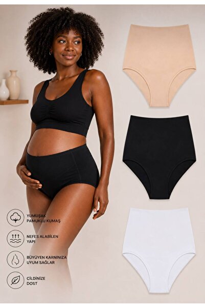 SERRAXXL Pack of 3 100% Cotton Maternity Panties