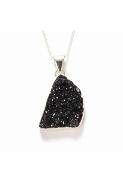 craftmystic 925 silver necklace with natural amethyst druzy - energy of calm ...