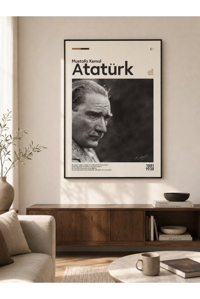 RDEKOR Drveni uokviren portret na temu novina Mustafe Kemala Ataturka, dekora...