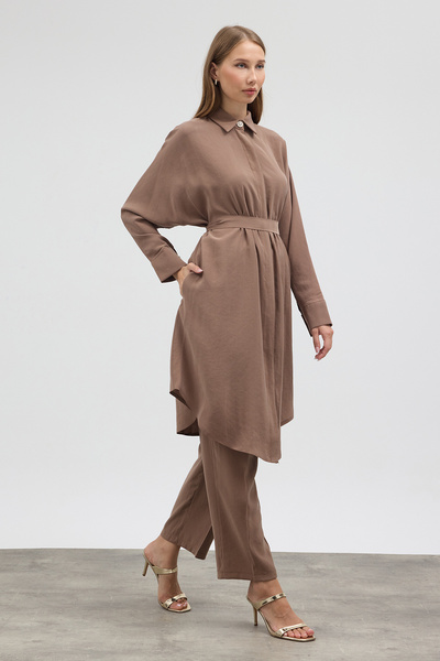 VAVİNOR Modal Cupra Tunic Trouser Set - Stone