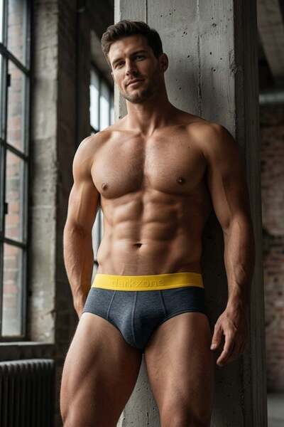 darkzone Men's Yellow Elastic Anthracite Cotton Elastic Slip Briefs