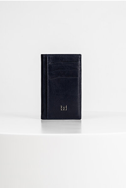 BAYDERİ Tiffy Genuine Leather Vertical Card Holder Wallet Navy Blue