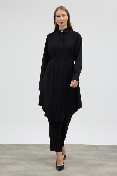 VAVİNOR Modal Cupra Tunic Trouser Set - Black