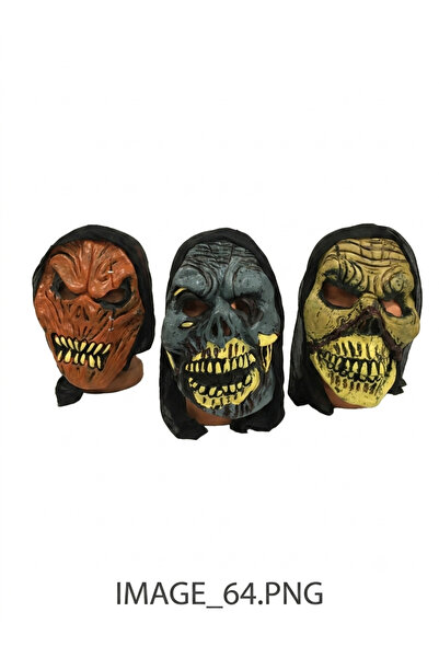 NET MARKET Halloween Gerçekçi Silikon Et İskelet Maske - Siyah Tüllü Kapşonlu...