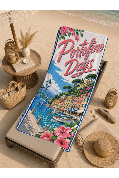Evmila Prosop de plajă cu model 70x150 cu afiș vintage Paradise Days din Mare...