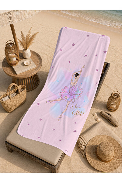 Evmila Fairy Tale Purple Dress Girl Butterfly Star Patterned 70X150 Beach Tow...