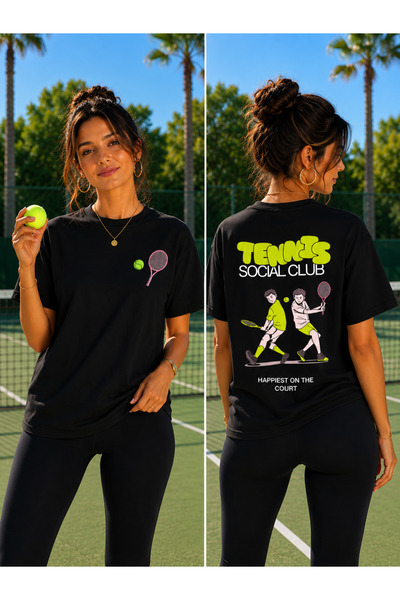 VODEXA Μπλουζάκι Unisex Oversize με στάμπα τένις, 100% βαμβάκι, με θέμα το τέ...