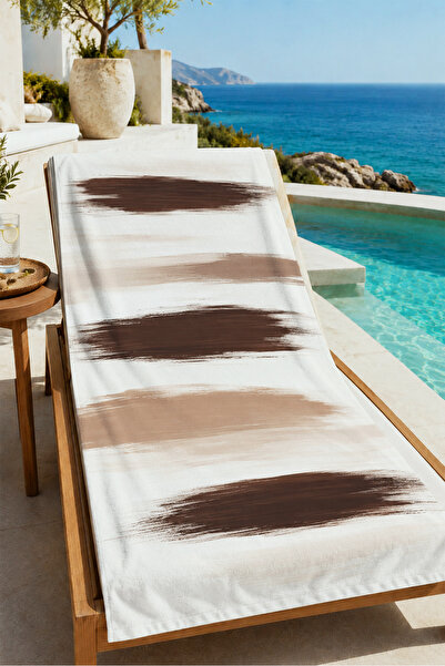 Evmila Modern Coffee Watercolor Brushstroke Striped Patterned 70X150 Beach To...