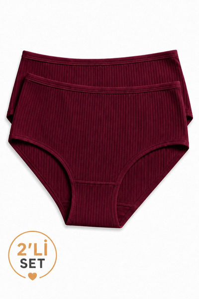 İpeksi Collection 100% Cotton High Waist Ribbed Daily Panties 2-Pack