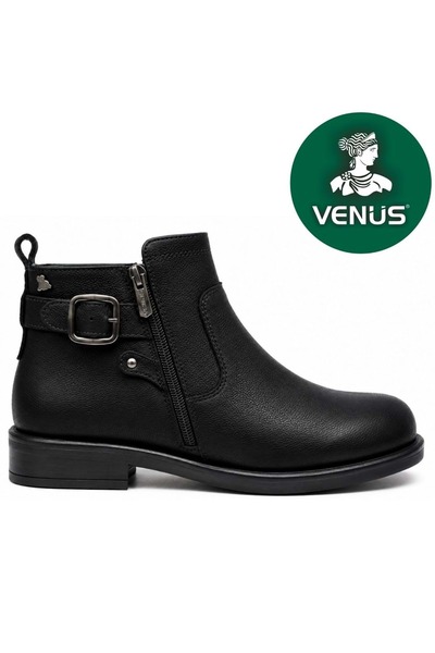 Venüs Ames Genuine Leather Non-Slip Sole Orthopedic Women's Boots Black