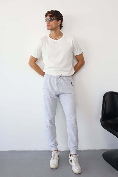 JB John Borners Men's Adjustable Waist Zippered Elastic Cuffed Trousers Gray ...