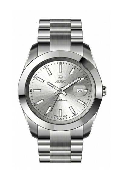 Adec Ag24102-1 Steel Case Cord Calendar Japanese 3 Atm Water Resistant Metall...