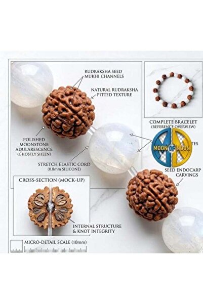 Moon of Noon Rudraksha & White Jade Beaded Bracelet – Natural Gemstone Stretch Bracelet for Men & Women – Spiritual Healing Yoga Jewelry Gift