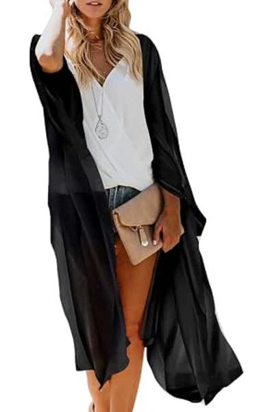 GENERAL MayBuy Women's Summer Long Flowy Kimono Cardigans Boho Chiffon Floral...