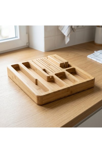 DeaL Suport ergonomic din bambus pentru cuțite — Economisește spațiu 🗡️ 🌿