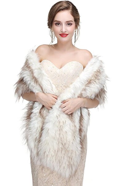 GENERAL Faux Fur Shawl Wrap Stole Shrug Winter Bridal Wedding Cover Up