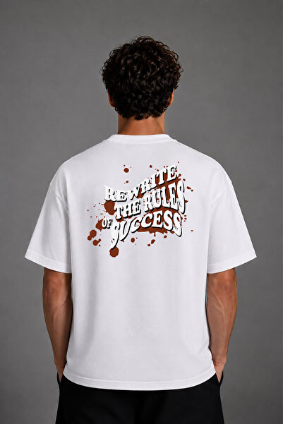 VSRN The Rules Design Μπλουζάκι με στάμπα στην πλάτη, λευκό, oversized