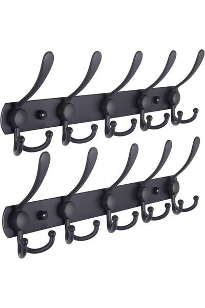 GENERAL حامل معاطف مثبت على الحائط من Dseap - 5 خطافات ثلاثية، متين، من الفول...