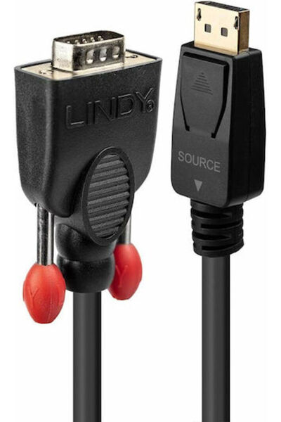 LİNDY Καλώδιο DisplayPort αρσενικό - VGA αρσενικό 1μ Μαύρο (41941)
