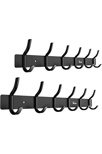 Anjuer Wall Mounted 42cm Coat Hanger Rack 6 Hooks Aluminum Alloy Silver for K...
