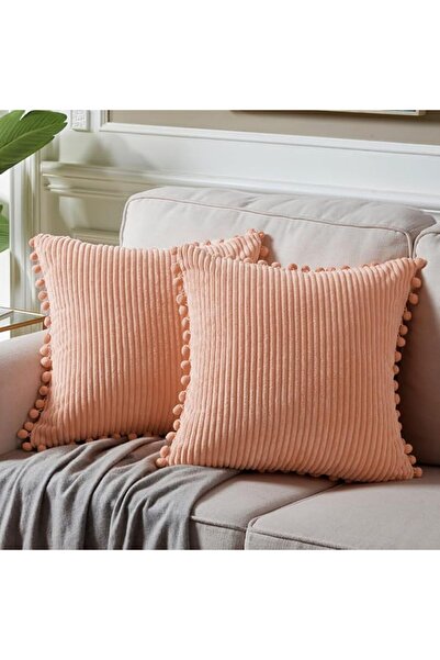 Fancy Homi Pack of 2 Boho Decorative Throw Pillow Covers with Pom-poms, Soft ...