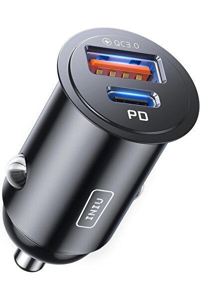iniuniu شاحن سيارة INIU، 60 واط بمنفذين (USB C + USB A) شحن سريع، محول شحن سي...