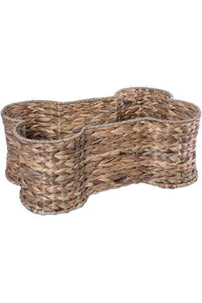 Bone Dry Pet Storage Collection Bone Shape Hyacinth Toy Basket, Dark Brown, S...