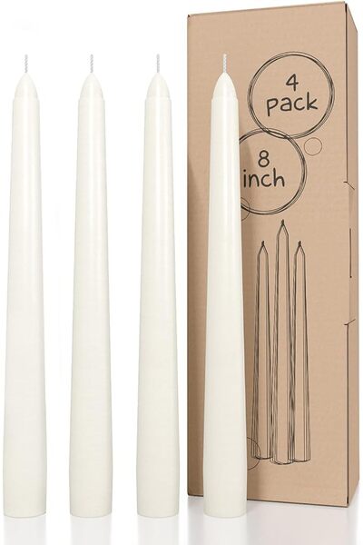 GENERAL CANDWAX 8 inch Taper Candles Set of 4 - Dinner Candles Dripless - Tal...