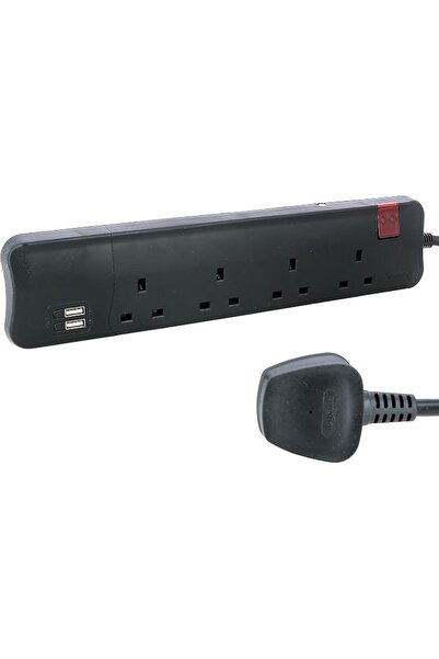 Legrand British Standard Multi-Outlet Extension with 2 USB Sockets and LED, 3...