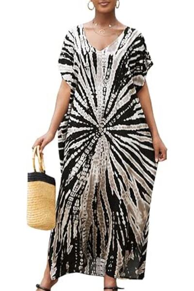 GENERAL Women's Summer Long Beach Dress Kimono Maxi Kaftan Cover ups
