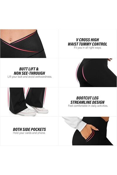 GENERAL HEGALY Women's Flare Yoga Pants - Crossover Flare Leggings Buttery So...