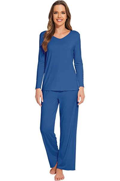 Wiwi Pajamas Sets for Women Soft Long Sleeve Tops and Pants Sleepwear Ladies ...