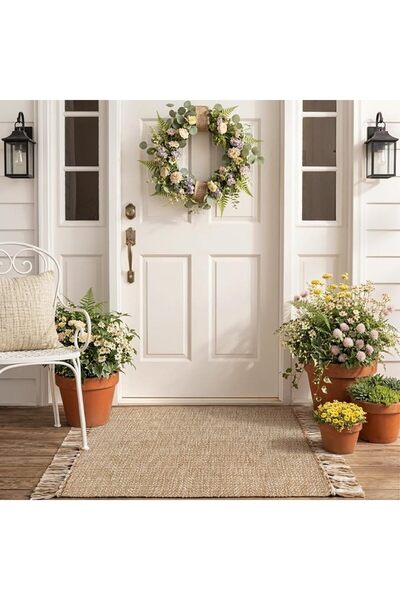 Collive Small Bathroom Rug, 2' x 3' Hand-Woven Low Profile Front Entryway Rug...