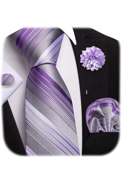 Dubulle Mens Paisely Silk Tie for Men Necktie and Pocket Square Set