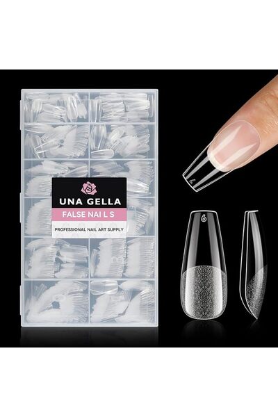 UNA GELLA Nail Tips Square: 504PCS Short Square Nail Tips Pre Etched Gel Fake...