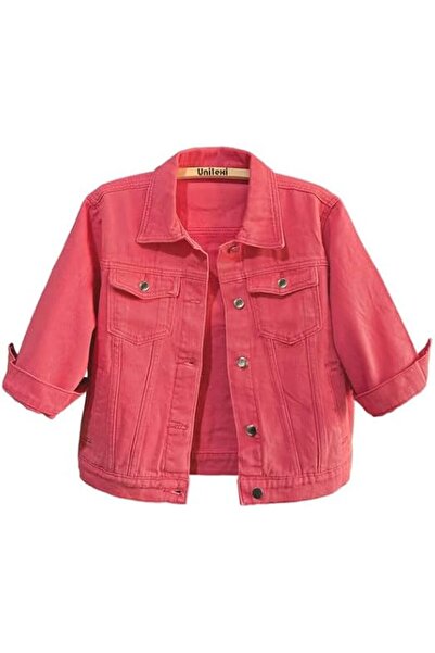 GENERAL Unilexi Women's 3/4 Sleeve Colored Cropped Denim Jacket Light Wash Sh...