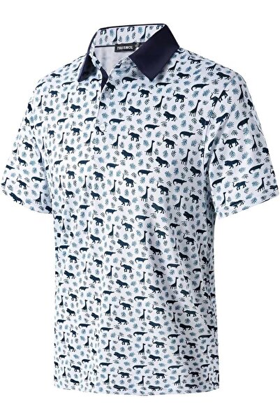 GENERAL Golf Shirts for Men Dry Fit Performance Print Short Sleeve Moisture W...