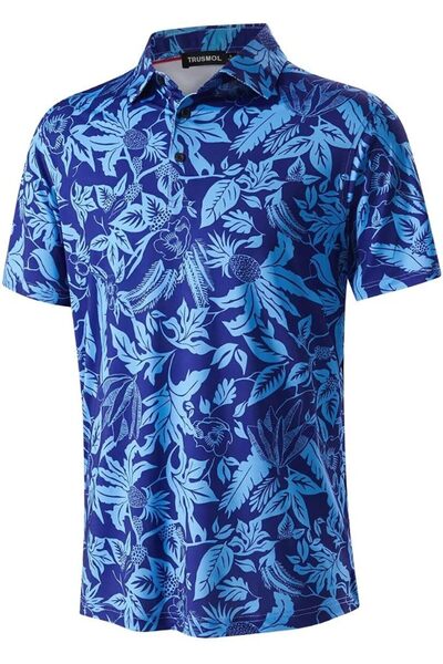 GENERAL Golf Shirts for Men Dry Fit Performance Print Short Sleeve Moisture W...