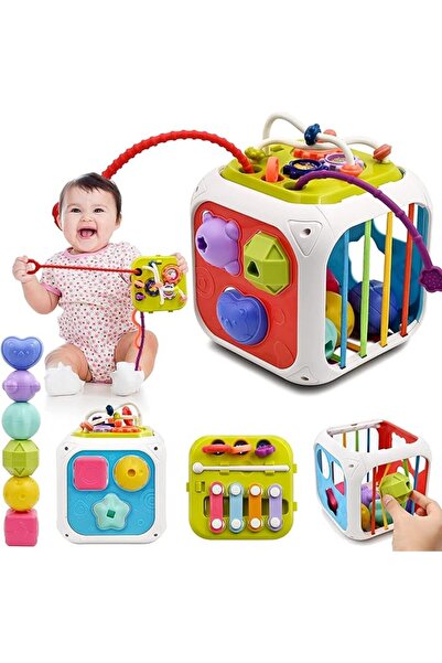 Soofam Baby Shape Sorting Toy, Montessori Sensory Activity Colorful Cube,7 in...