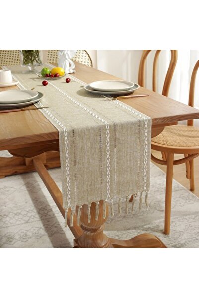 Generic Brand Table runner, bohemian style, cream color, country style, with ...