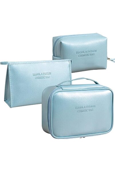 SYOSI 3 Pieces Makeup Bag, Cosmetic Bags, Pu Leather Large Make up Bag Organi...