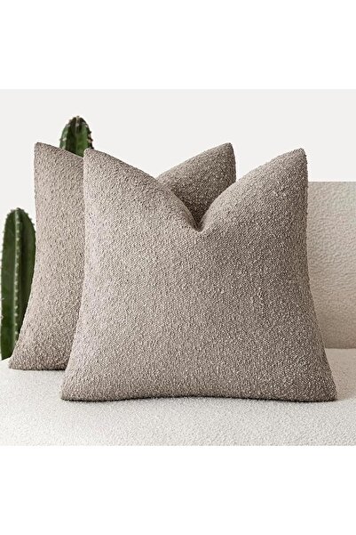 GENERAL Foindtower Pack of 2 Textured Boucle Throw Pillow Covers Accent Solid...