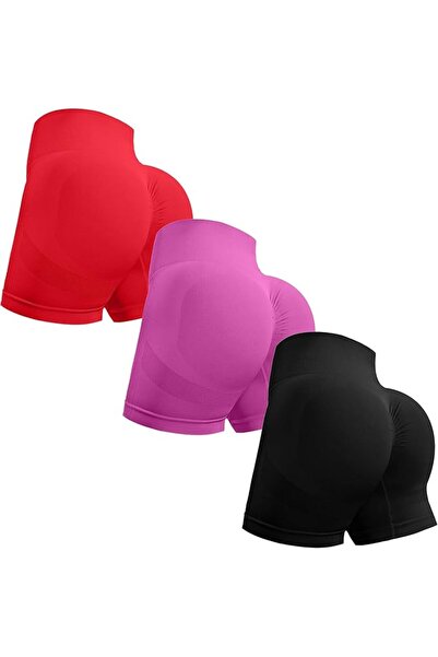 GENERAL OVESPORT 3 Piece Workout Shorts for Women Seamless Scrunch Butt Lifti...