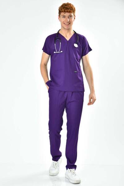 Owlet Medikal Lycra Purple Surgical Uniform Set